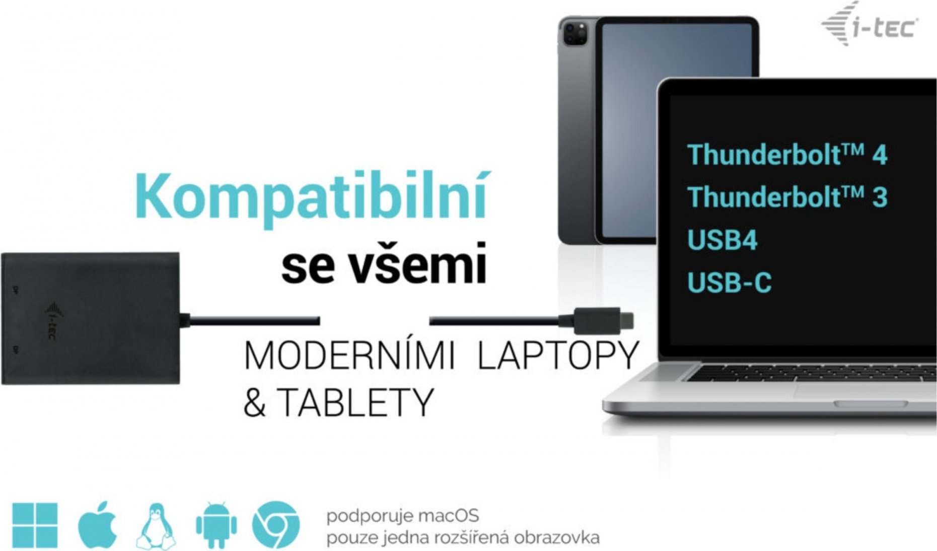 i-tec USB-C Dual 4K/60Hz (single 8K/30Hz) DP Video Adapter