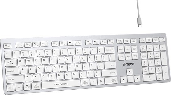 A4tech FBX50C, bezdrátová kancelářská klávesnice, bílá