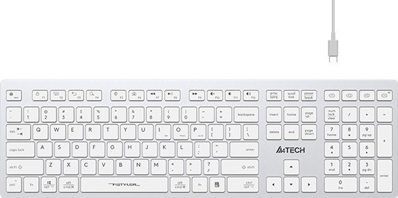 A4tech FBX50C, bezdrátová kancelářská klávesnice, bílá