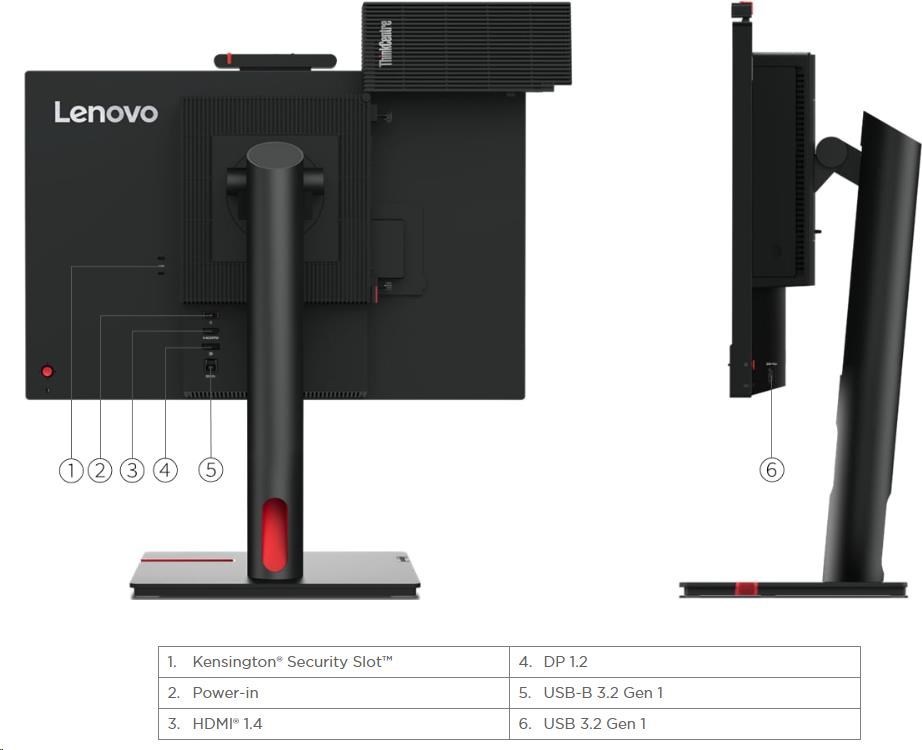 LENOVO LCD TIO 24 Gen5 - 23.8",IPS,matný,16:9,1920x1080,178/178,4/6ms,250cd/m2,1000:1,DP,USB,VESA,Pivot,repro,IRcam,3Y