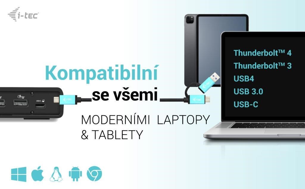 i-tec USB 3.0 / USB-C / Thunderbolt Dual Display Docking Station + PD 100W