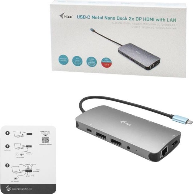 i-tec iTec USB-C Metal Nano 3x Display Dokovacia stanica + Power Delivery 100 W