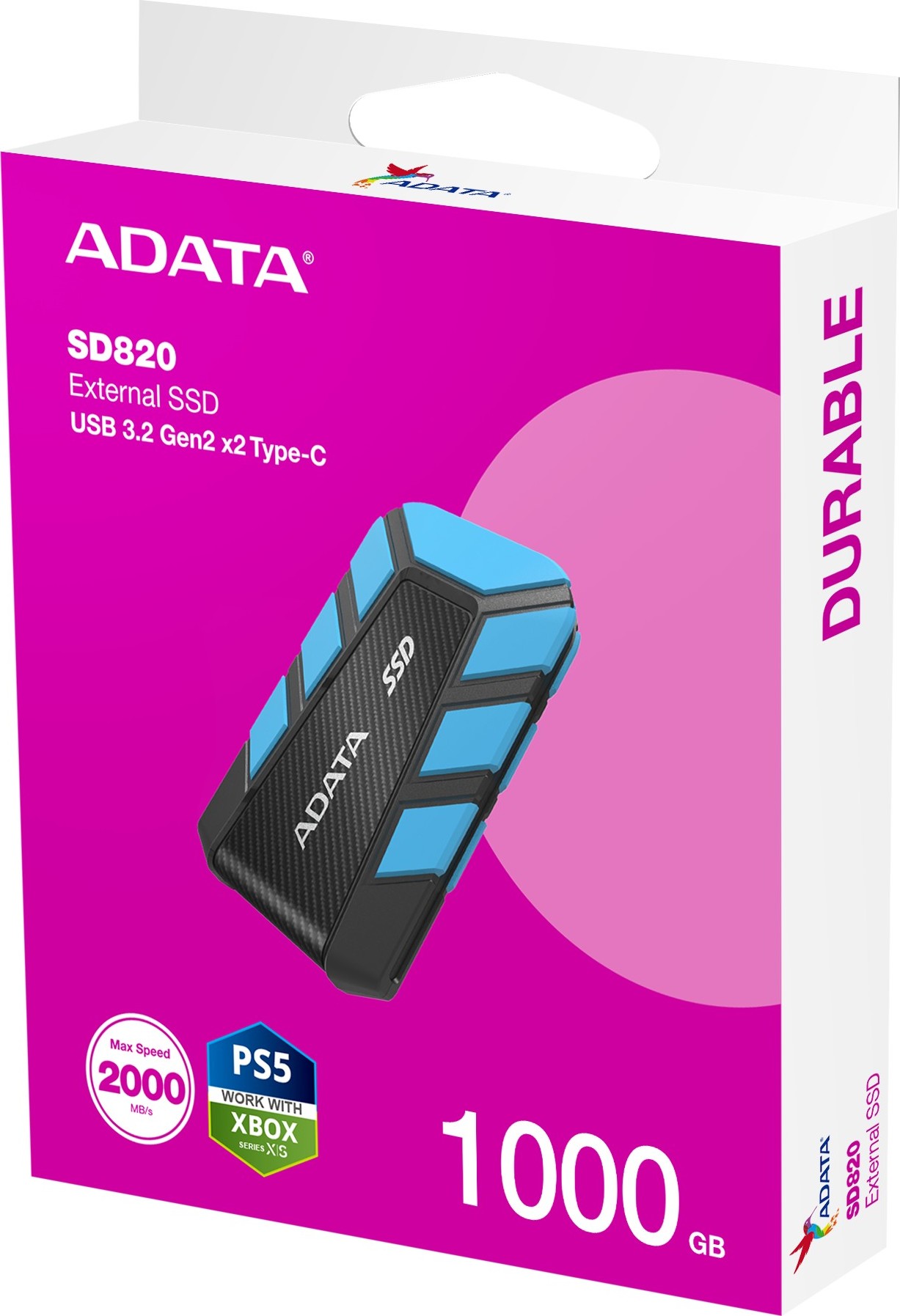 A-Data ADATA External SSD 1TB SD820, USB 3.2 Gen 2x2, Černo-modrá