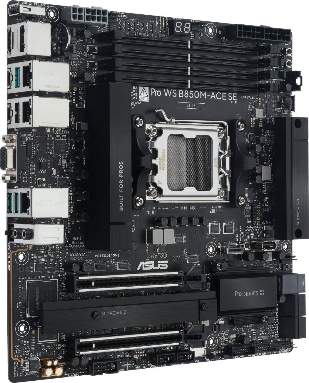 ASUS MB Sc AM5 Pro WS B850M-ACE SE, AMD B850, 4xDDR5, 1xHDMI, 1xDP, 1xVGA, mATX