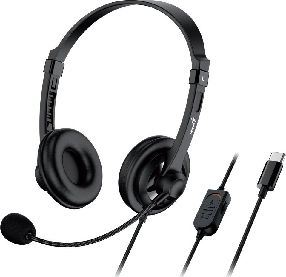 GENIUS sluchátka HS-230U, USB-C, 2.4m, černá