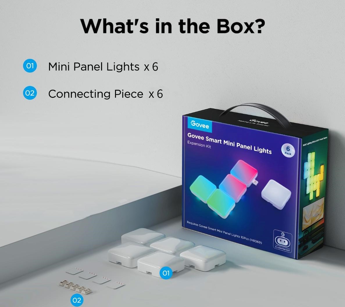 Govee Smart mini RGBIC panely - rozšíření 6ks