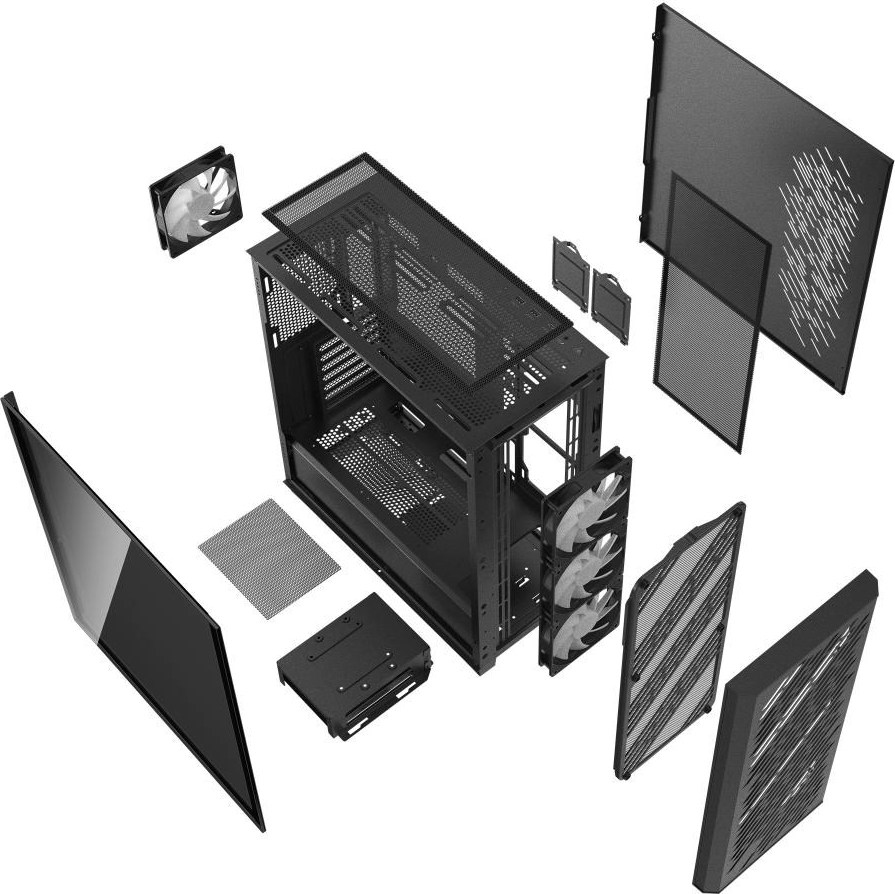 ADATA XPG case VALOR AIR PRO, ATX, Průhledná bočnice, 4x 120mm ARGB Fan, Černá