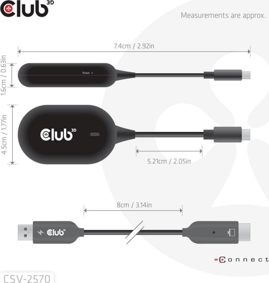 Club 3D Club3D Bezdrátový adaptér (vysílač) USB-C na HDMI, Full HD, dosah 25m