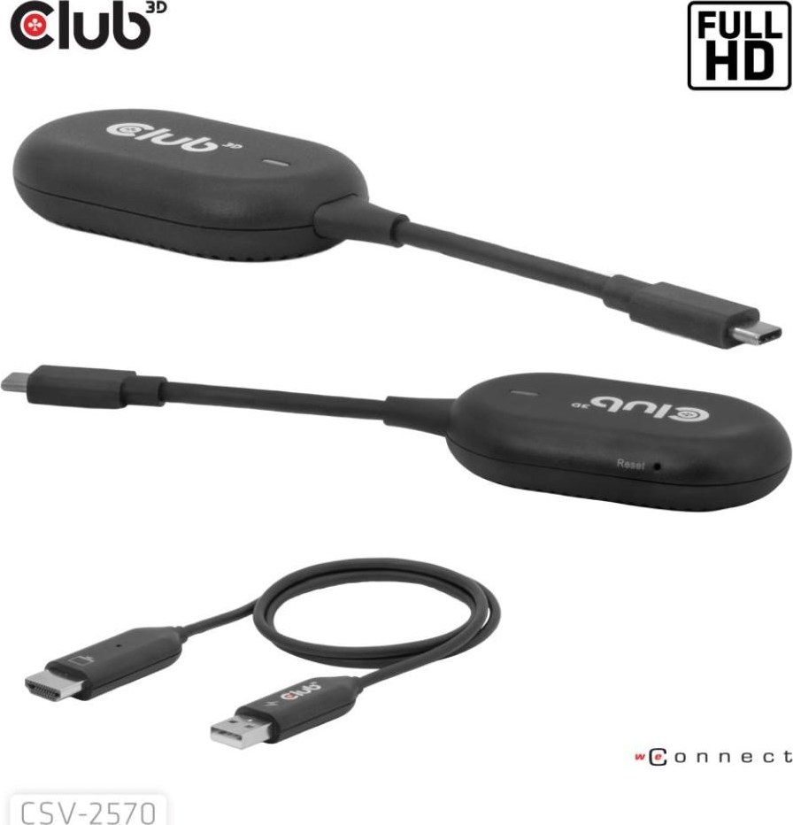 Club 3D Club3D Bezdrátový adaptér (vysílač) USB-C na HDMI, Full HD, dosah 25m