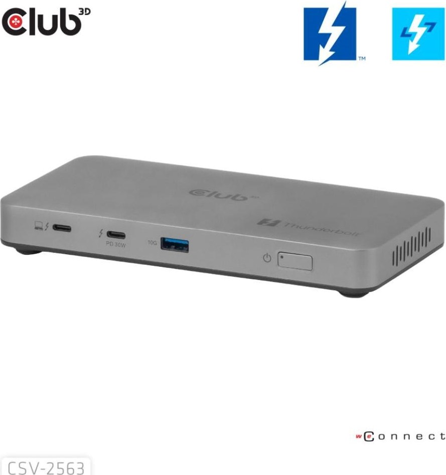 Club 3D Club3D hub Thunderbolt 5 5v1, 3x USB-C TB5, 1x USB-A, 1x8K60Hz, 3x 5K60Hz, certifikace Thunderbolt Share, 180W