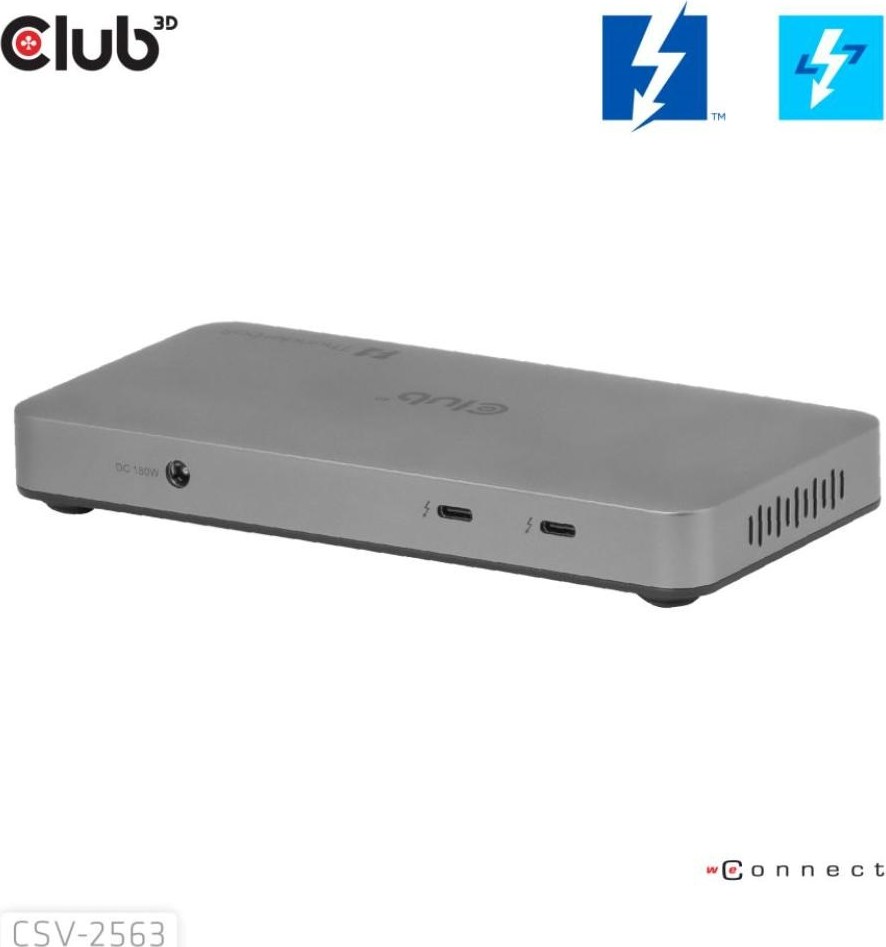 Club 3D Club3D hub Thunderbolt 5 5v1, 3x USB-C TB5, 1x USB-A, 1x8K60Hz, 3x 5K60Hz, certifikace Thunderbolt Share, 180W