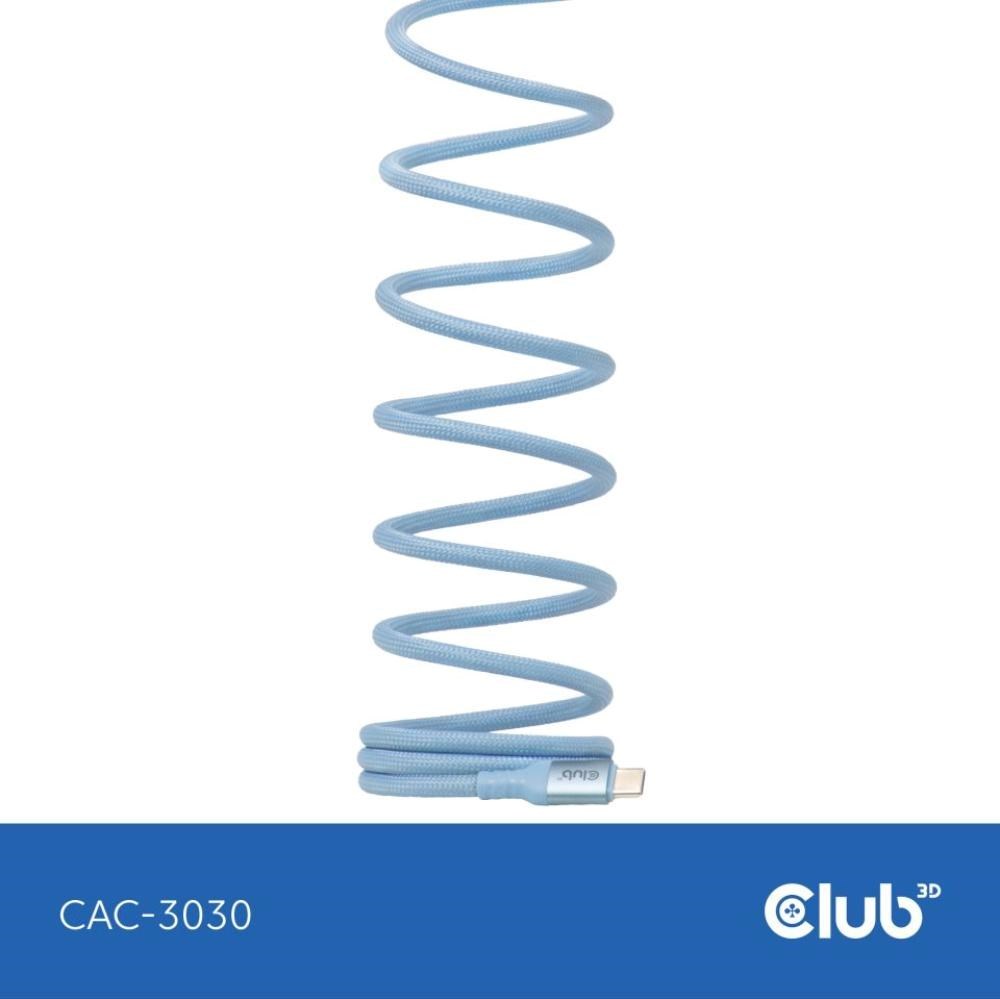Club 3D Club3D Kabel magnetický USB-C, 240W PD3.1, 480 Mbps, 2m, modrá