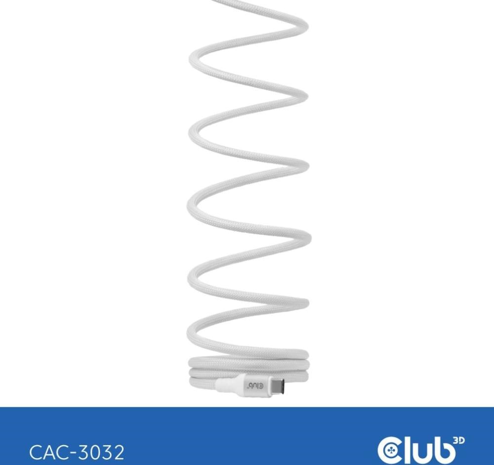 Club 3D Club3D Kabel magnetický USB-C, 240W PD3.1, 480 Mbps, 2m, bílá