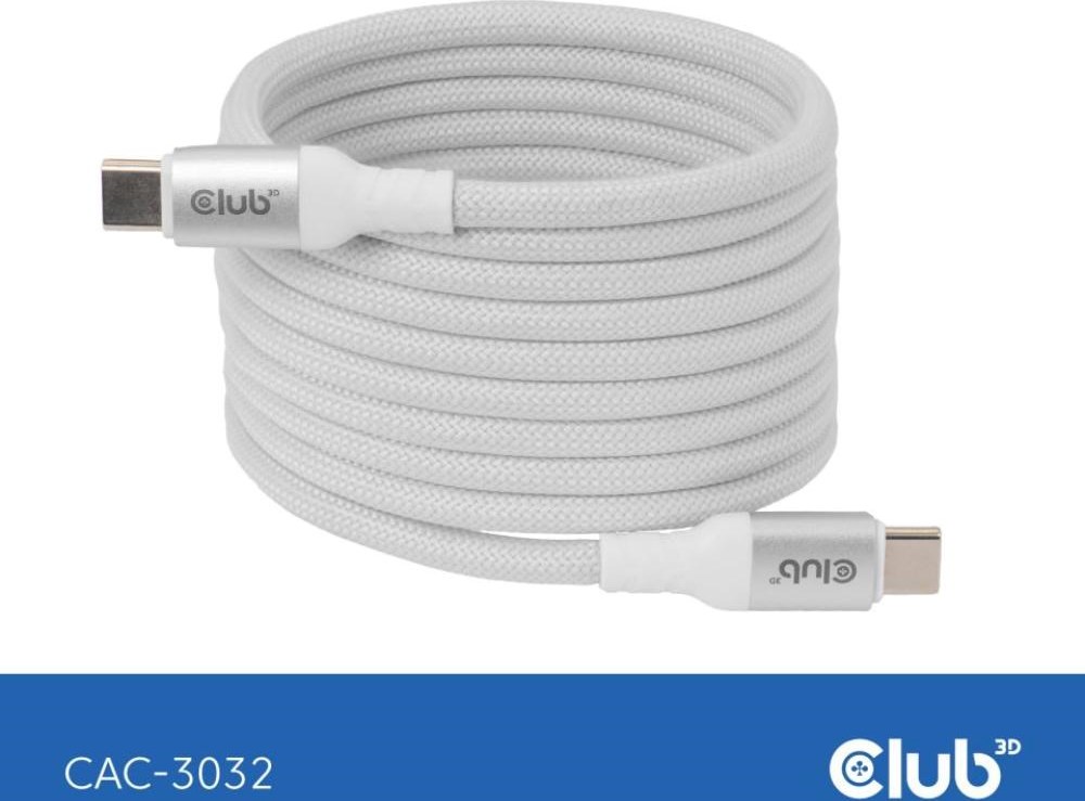 Club 3D Club3D Kabel magnetický USB-C, 240W PD3.1, 480 Mbps, 2m, bílá
