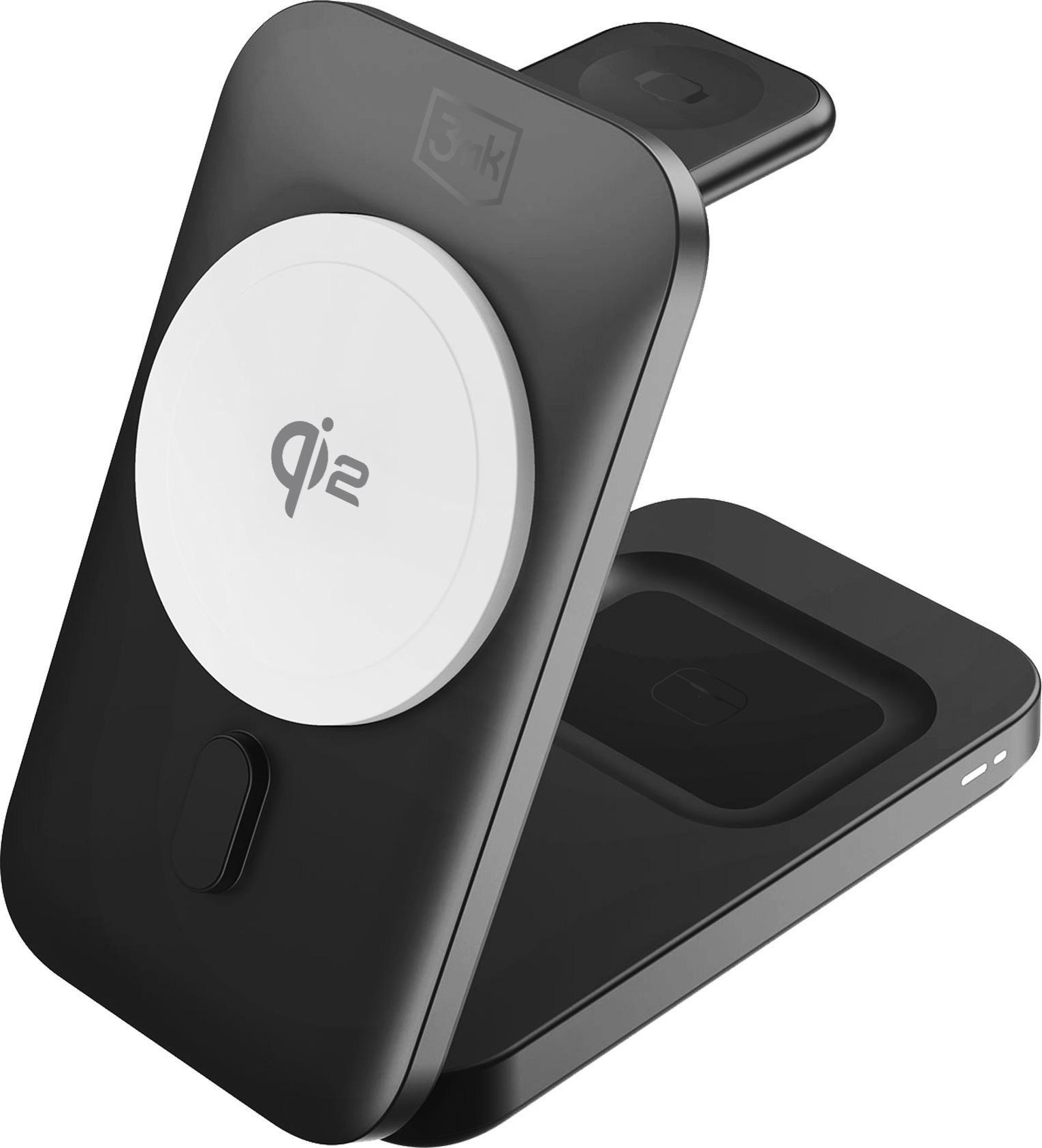 3mk bezdrátová nabíječka - MagRocket 3-in-1, technologie Qi2, 15W, černá