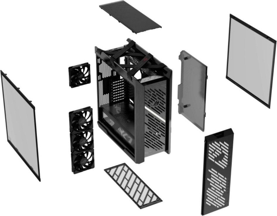 ASUS Case ROG Strix Helios II GX601S, E-ATX, Průhledná bočnice, 4x 140mm Fan, černá