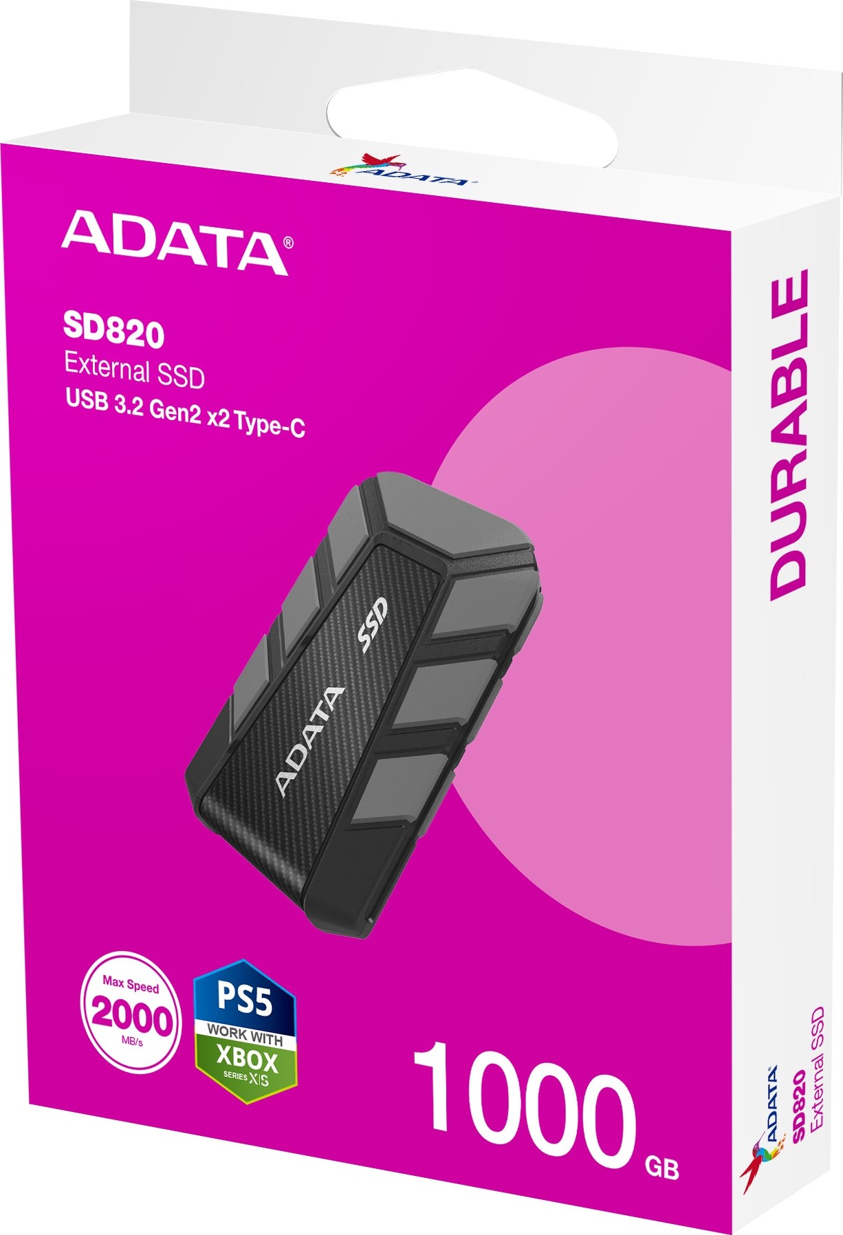 A-Data ADATA External SSD 1TB SD820, USB 3.2 Gen 2x2, Černá