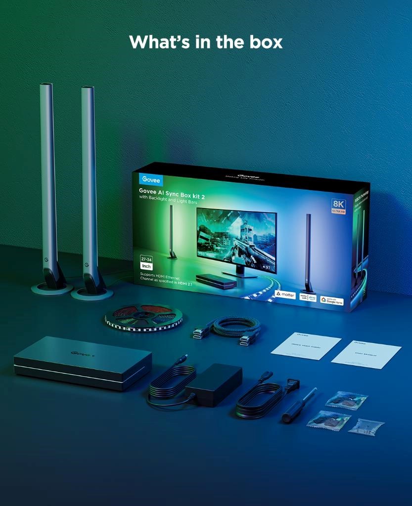 Govee AI Sync Box Kit 2 Smart sada PC osvětlení 27-34" + LED panely