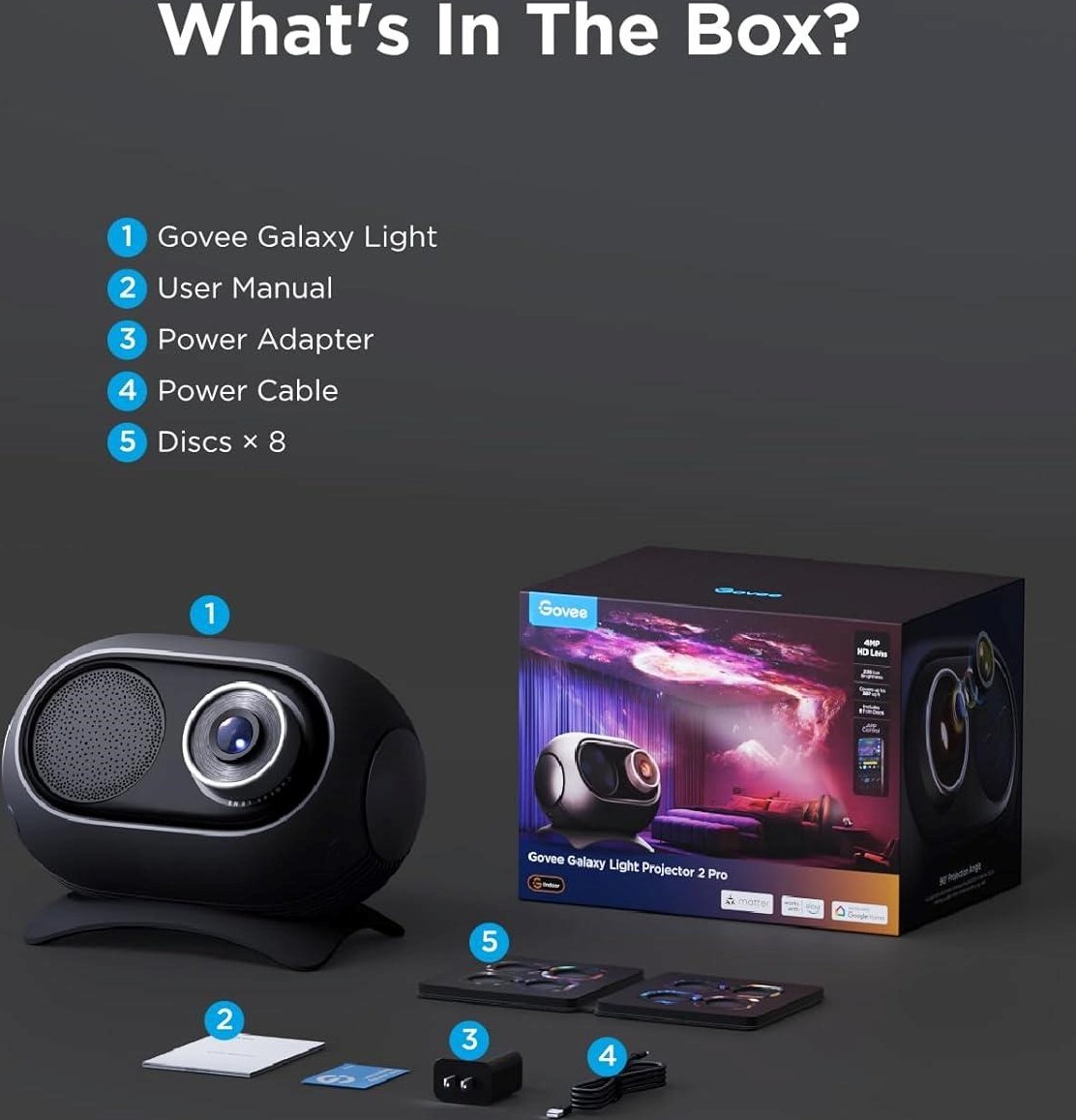 Govee Galaxy Light Projector 2 Pro Matter s reproduktorem