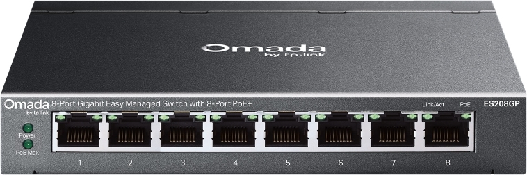 TP-Link OMADA switch ES208GP (8xGbE,8xPoE+,64W, fanless)