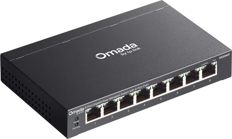 TP-Link OMADA switch ES208GP (8xGbE,8xPoE+,64W, fanless)