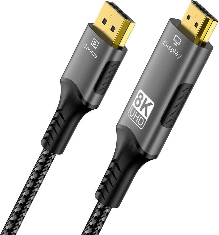 PremiumCord DisplayPort 1.4 na HDMI2.1 kabel pro rozlišení 8K@60Hz,4K@144Hz, 2m