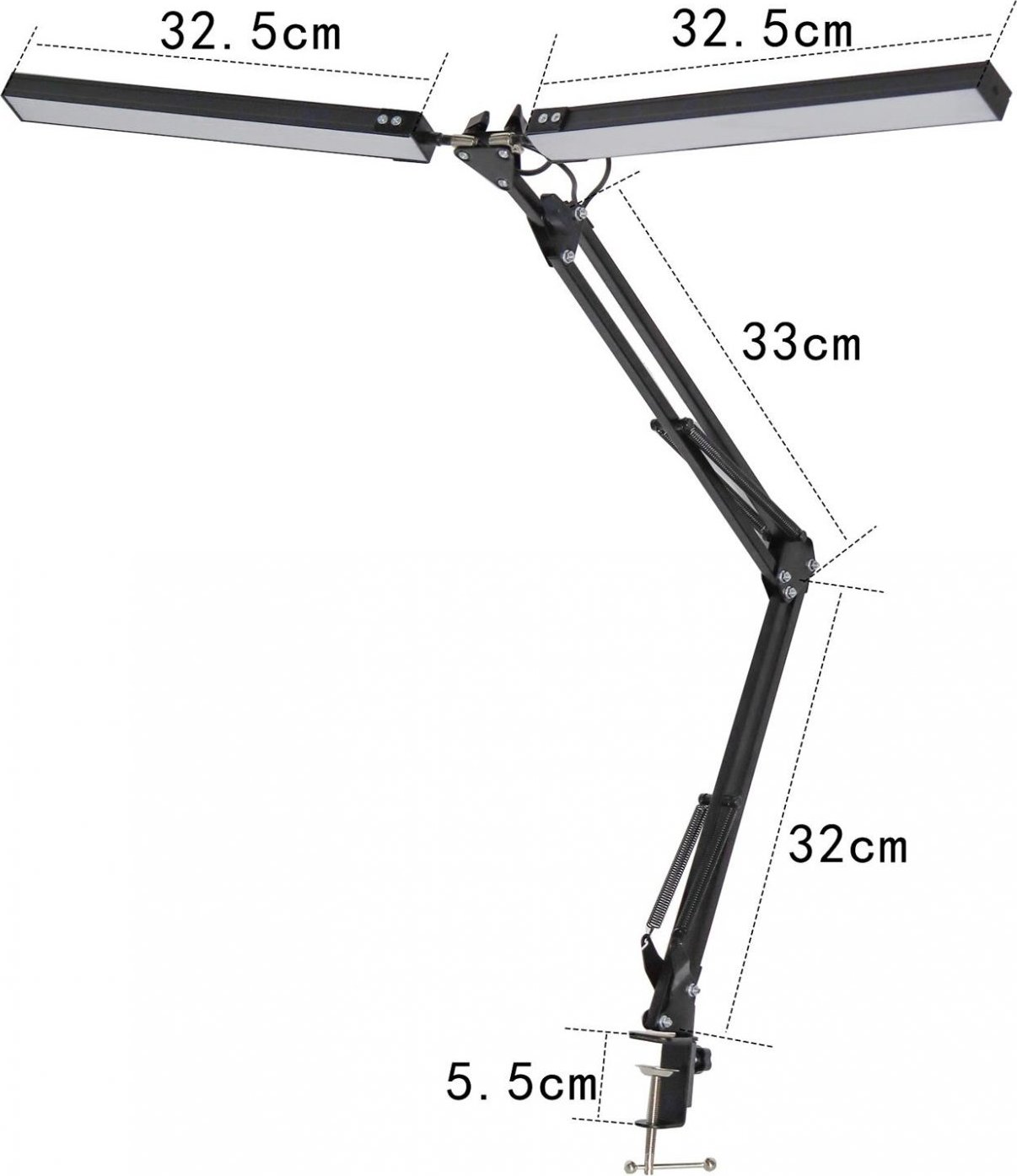 Fellowes Platinet PDLD20 stolní LED lampa Flexy 20W stmívatelná s klipem, 2 ramena, černá