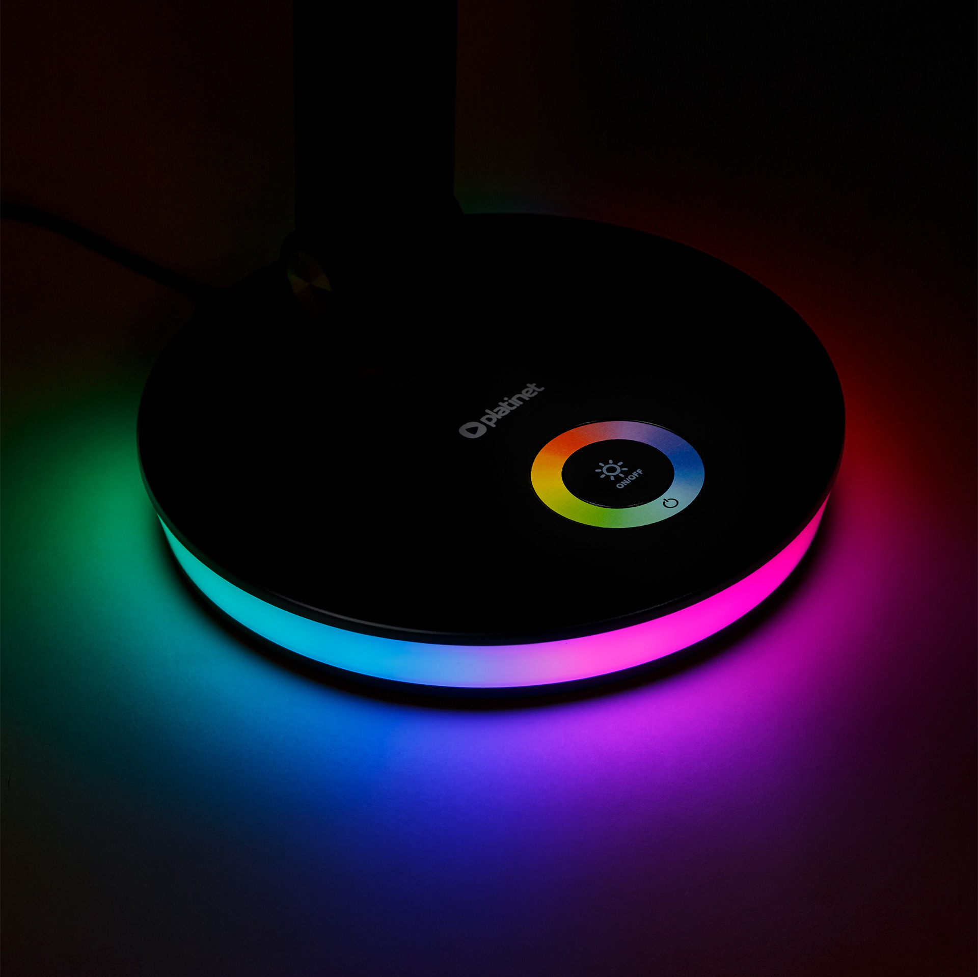 Fellowes Platinet PDL400RGBW stolní LED lampa 12W stmívatelná, dotykové ovládání, USB port, bílá