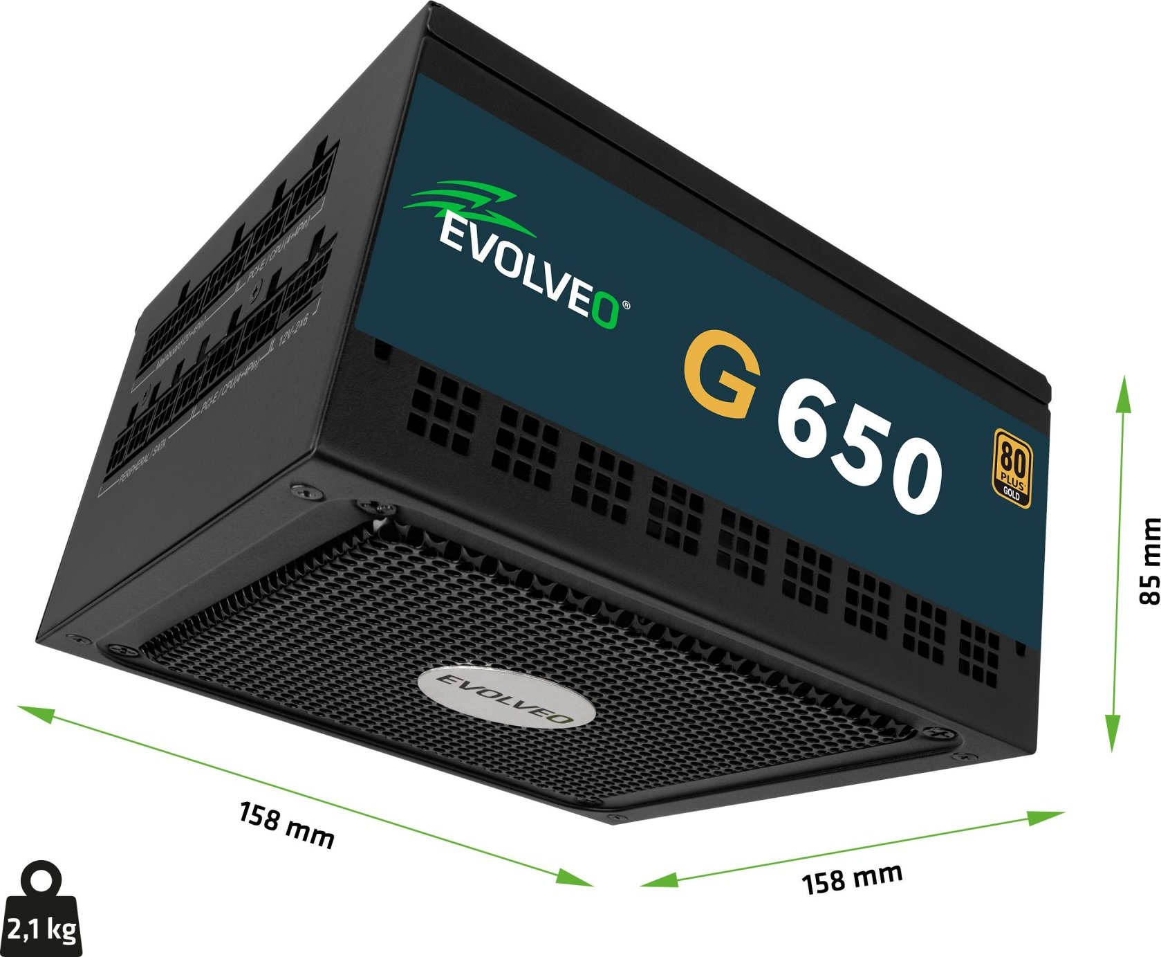 EVOLVEO G650 zdroj 650W, 80+ GOLD, ATX 3.1, aPFC, 140 mm ventilátor