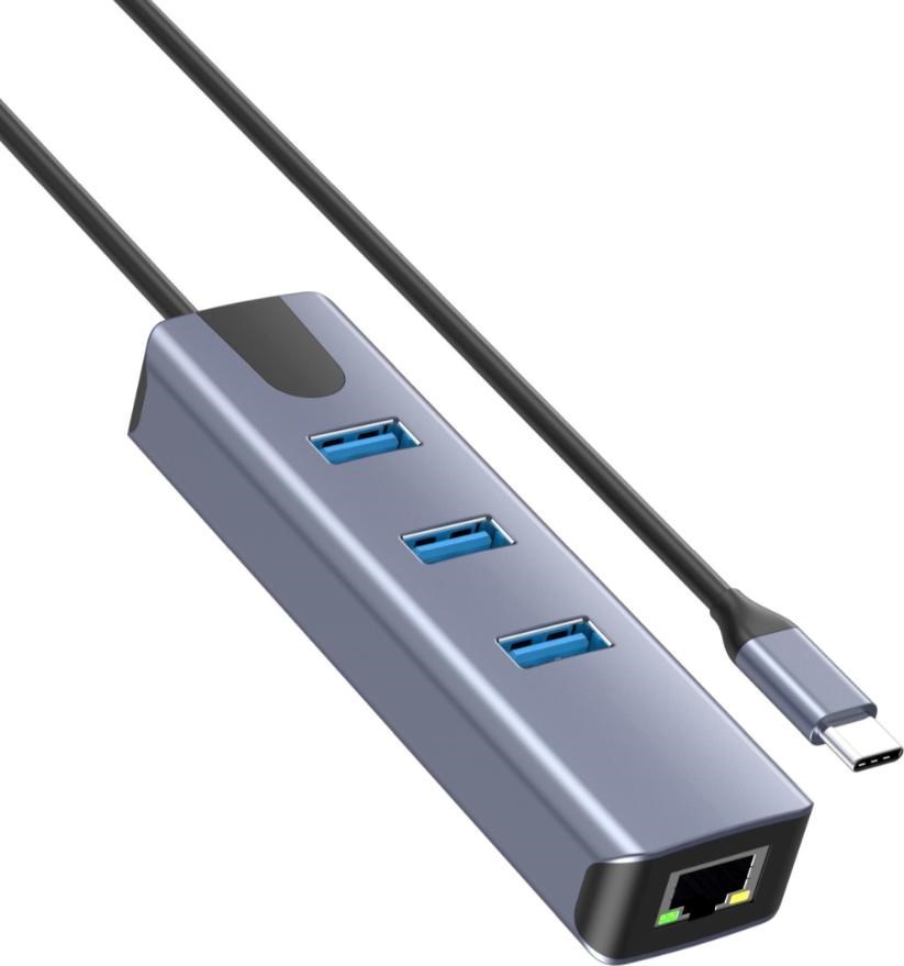PremiumCord Adapter USB-C na Gigabit 10/100/1000Mbps + 3x USB3.2 konektor