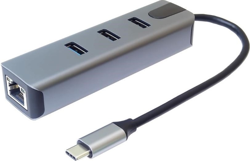 PremiumCord Adapter USB-C na Gigabit 10/100/1000Mbps + 3x USB3.2 konektor