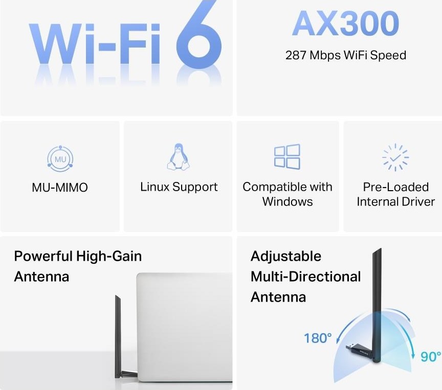 MERCUSYS MA14H WiFi6 USB adapter (AX300,2,4GHz)
