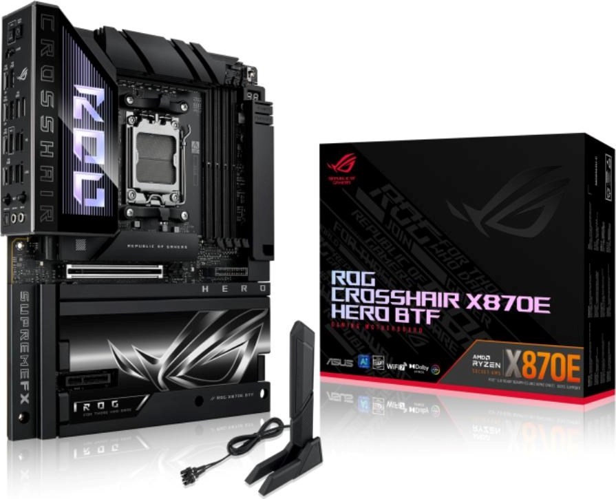 ASUS MB Sc AM5 ROG CROSSHAIR X870E HERO BTF, 4xDDR5, WIFI, 1xHDMI, 2xThunderbolt, ATX