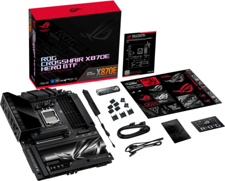 ASUS MB Sc AM5 ROG CROSSHAIR X870E HERO BTF, 4xDDR5, WIFI, 1xHDMI, 2xThunderbolt, ATX