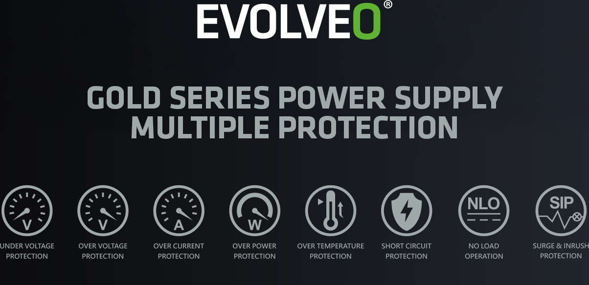 EVOLVEO G850 zdroj 850W, 80+ GOLD, ATX 3.1, aPFC, 140 mm ventilátor