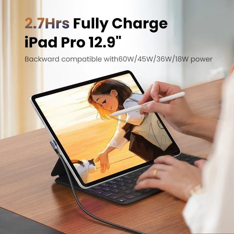 PremiumCord USB-C 2x zahnutý kabel ( USB 3.2 GEN 2x2, 5A, 100W, 20Gbit/s ) bavlněný oplet, délka: 0,5m