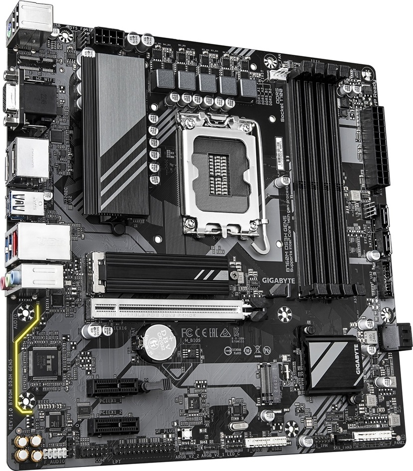 GIGABYTE MB Sc LGA1700 B760M DS3H GEN5, Intel B760, 4xDDR5, 2xDP, 1xHDMI, 1xVGA, mATX