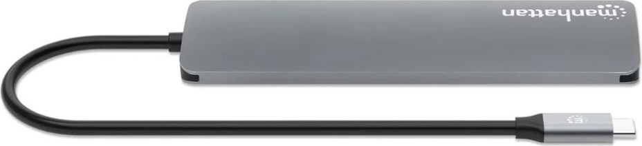 MANHATTAN Dokovací stanice USB-C 7v1, 1xHDMI, 2xUSB-C, 2xUSB, čtečka SD karet, šedá