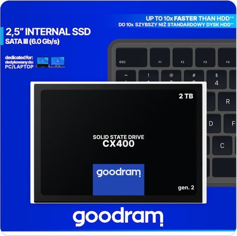 GOODRAM SSD CX400 Gen.2 2TB, SATA III, 2.5", (R:550/W:500MB/s)