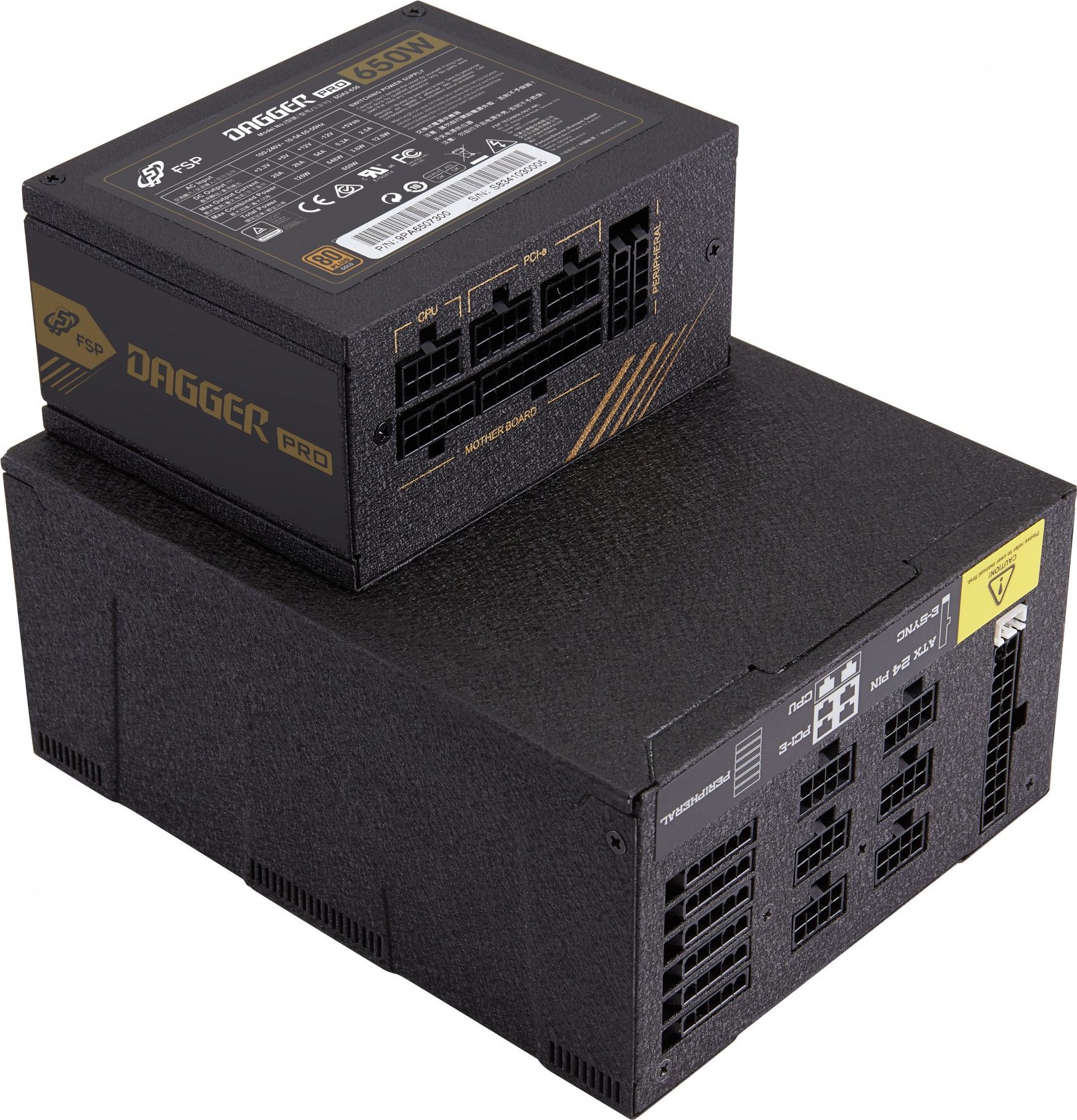 Napájací zdroj Fortron 650W DAGGER PRO 650, 80+ GOLD, Full Range, modulárny kábel, SFX&ATX, plná ochrana, 8cm dual BB