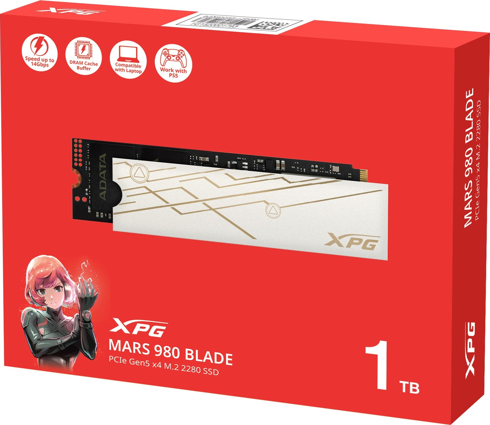 A-Data ADATA SSD 1TB XPG MARS 980 BLADE, PCIe Gen5x4, M.2 2280, (R:14000/ W:10000MB/s)