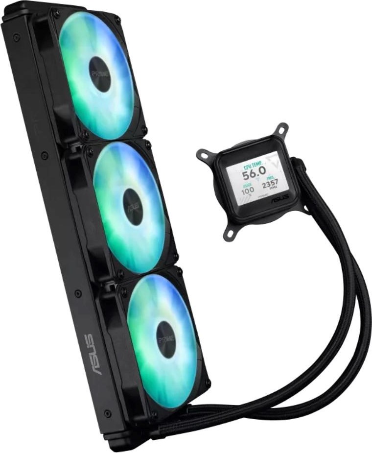 ASUS vodní chladič CPU AIO PRIME LC 360 ARGB LCD, 3x120mm, AM5, LGA1851, Černá