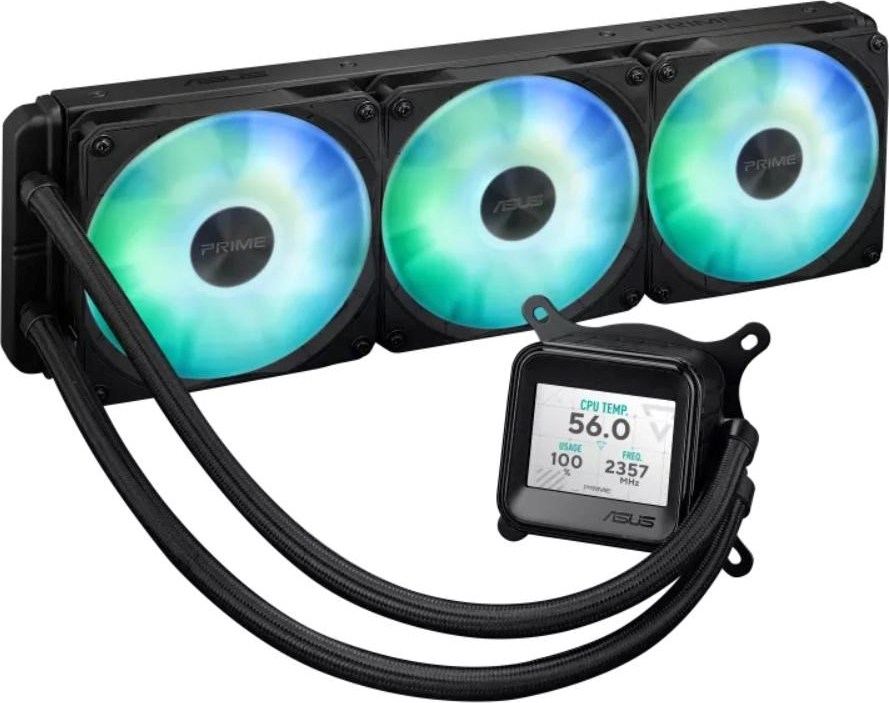 ASUS vodní chladič CPU AIO PRIME LC 360 ARGB LCD, 3x120mm, AM5, LGA1851, Černá