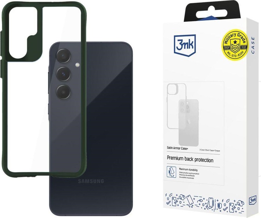 3mk ochranný kryt Satin Armor Case+ Green pro Samsung Galaxy A55 5G