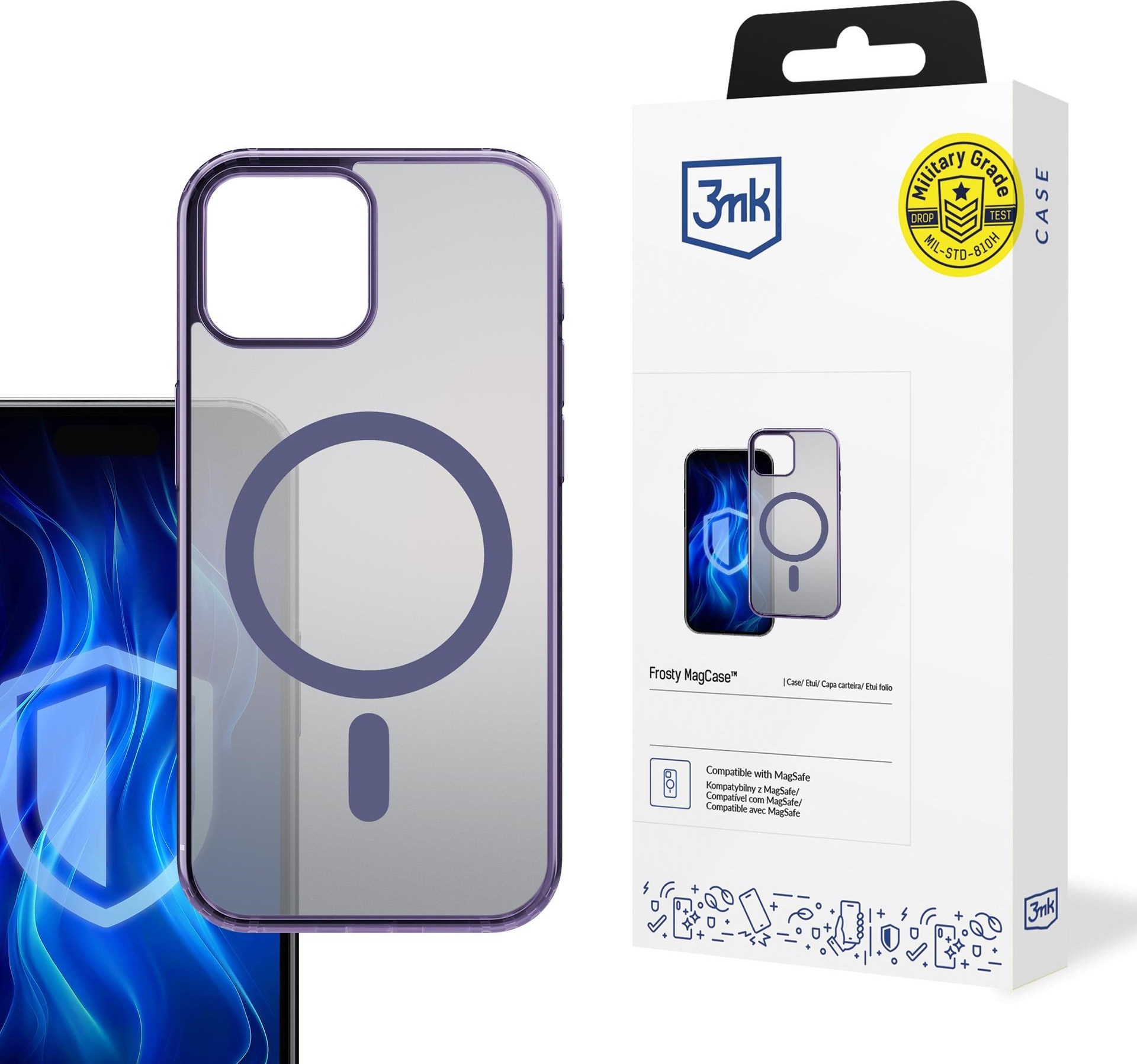 3mk ochranný kryt Frosty MagCase Purple pro Apple iPhone 15