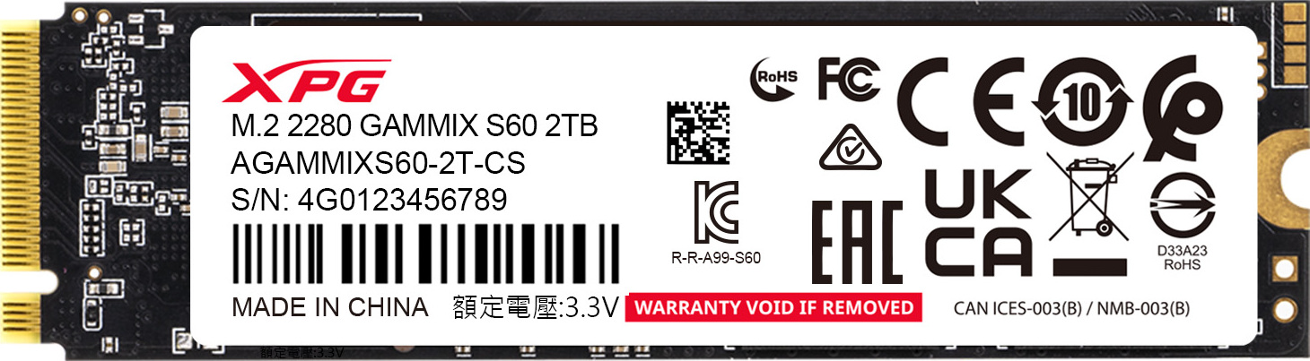 A-Data ADATA SSD 2TB XPG GAMMIX S60, PCIe Gen4x4, M.2 2280, (R:5000/ W:4200MB/s)