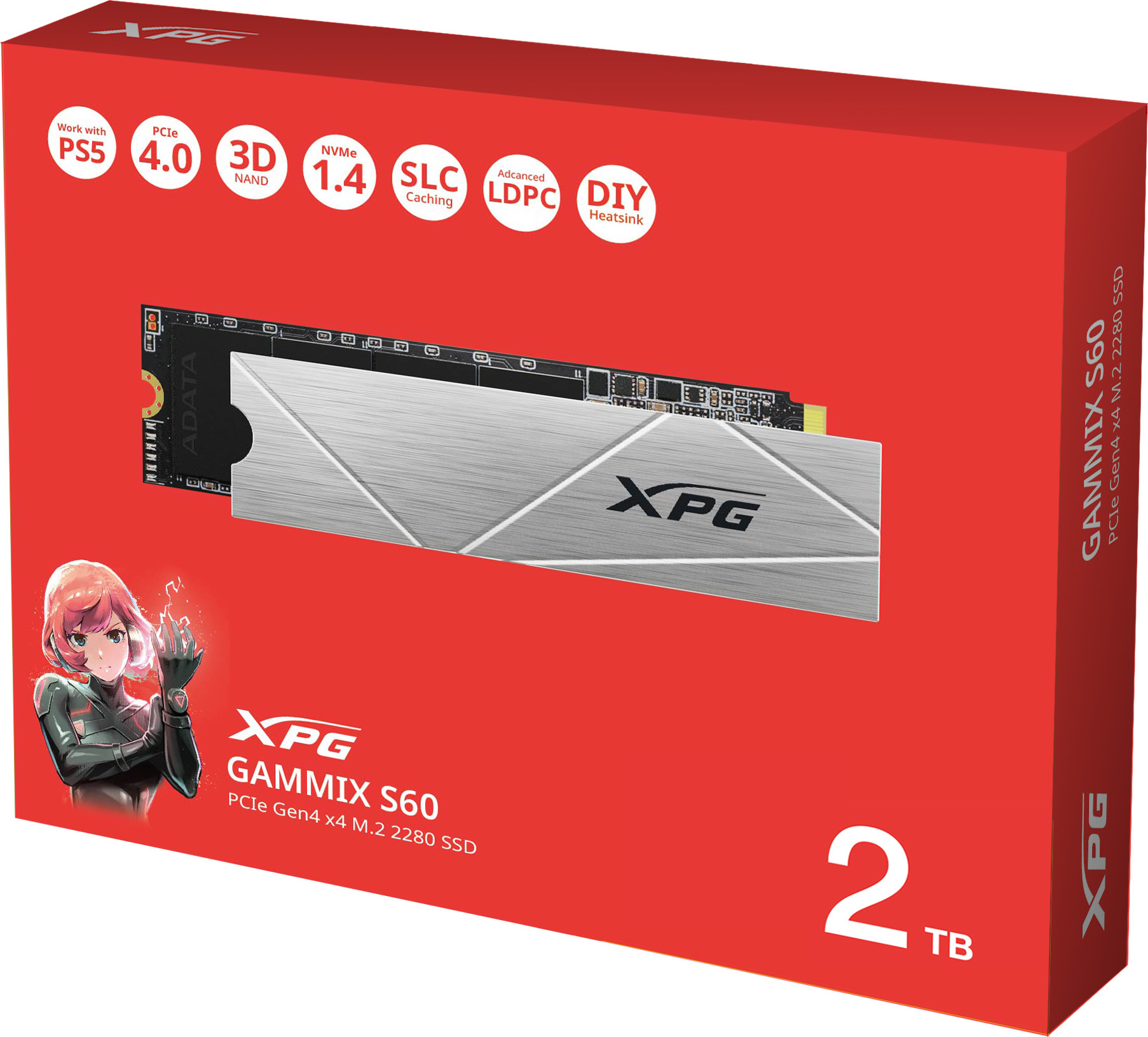 A-Data ADATA SSD 2TB XPG GAMMIX S60, PCIe Gen4x4, M.2 2280, (R:5000/ W:4200MB/s)