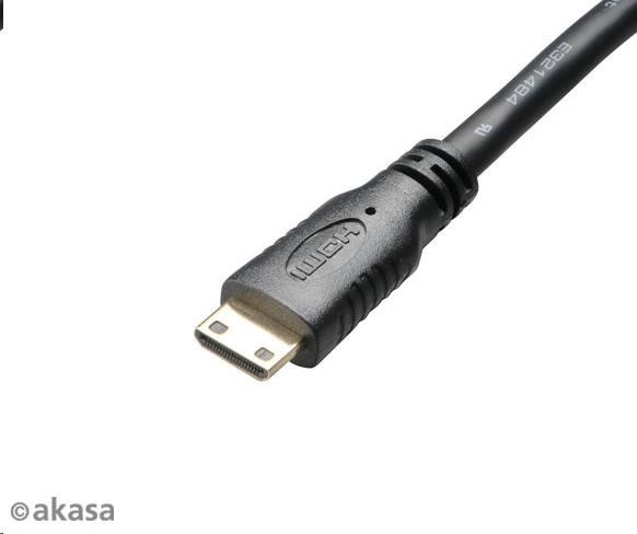 AKASA redukčný kábel HDMI mini na HDMI samica, full HD, 25 cm