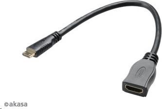 AKASA redukčný kábel HDMI mini na HDMI samica, full HD, 25 cm