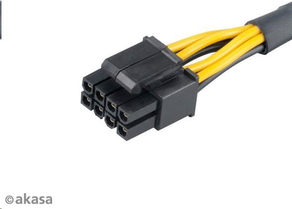 AKASA redukčný kábel zo 4pin ATX 12V samica na 8pin (4+4) ATX 12V samec, 15cm
